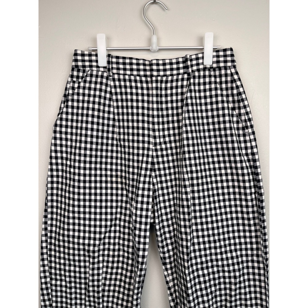 Zara Black White Gingham High Waisted Pleated Tapered Pants Size M - Picture 2 of 9